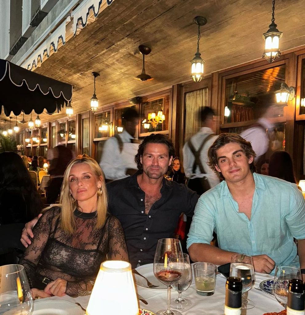 Louise Redknapp com o namorado Drew Michael e o filho Charley