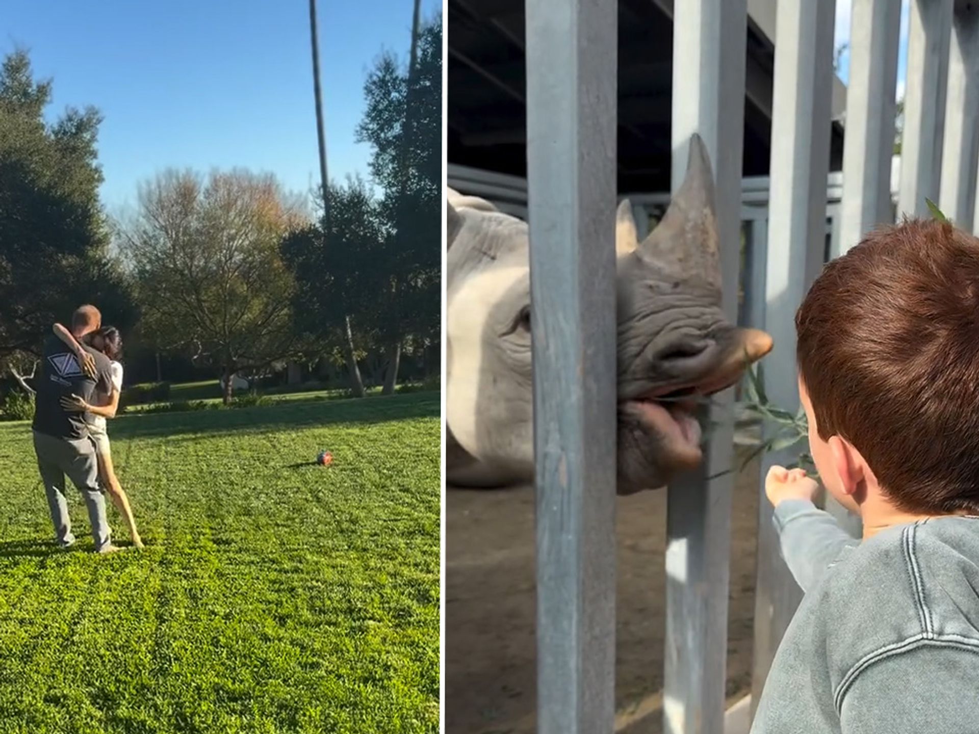 Red-haired Prince Archie filmed feeding baby rhino in rare holiday footage  | HELLO!