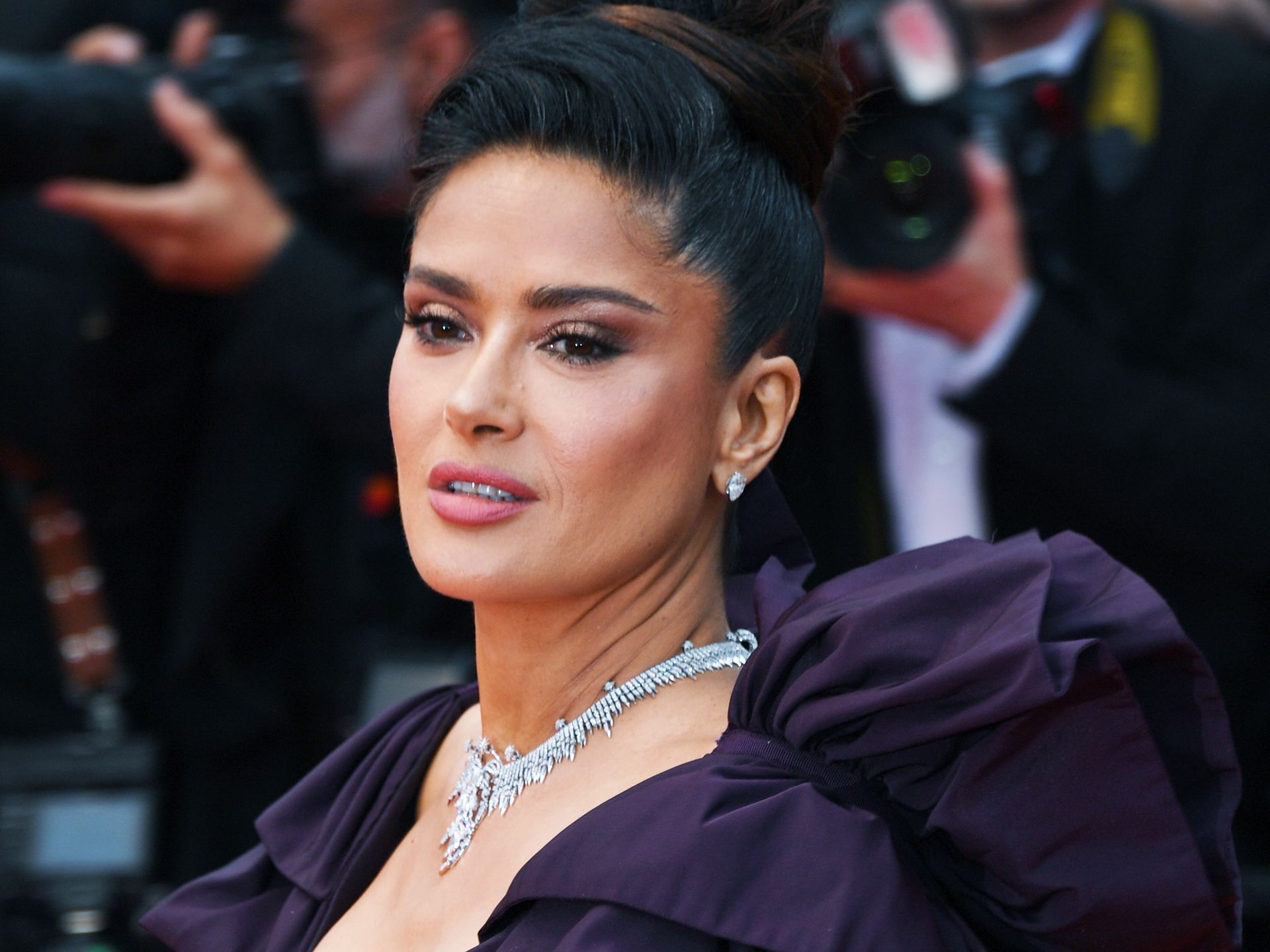 Salma Hayek shows off ultra-toned physique in barely-there bikini