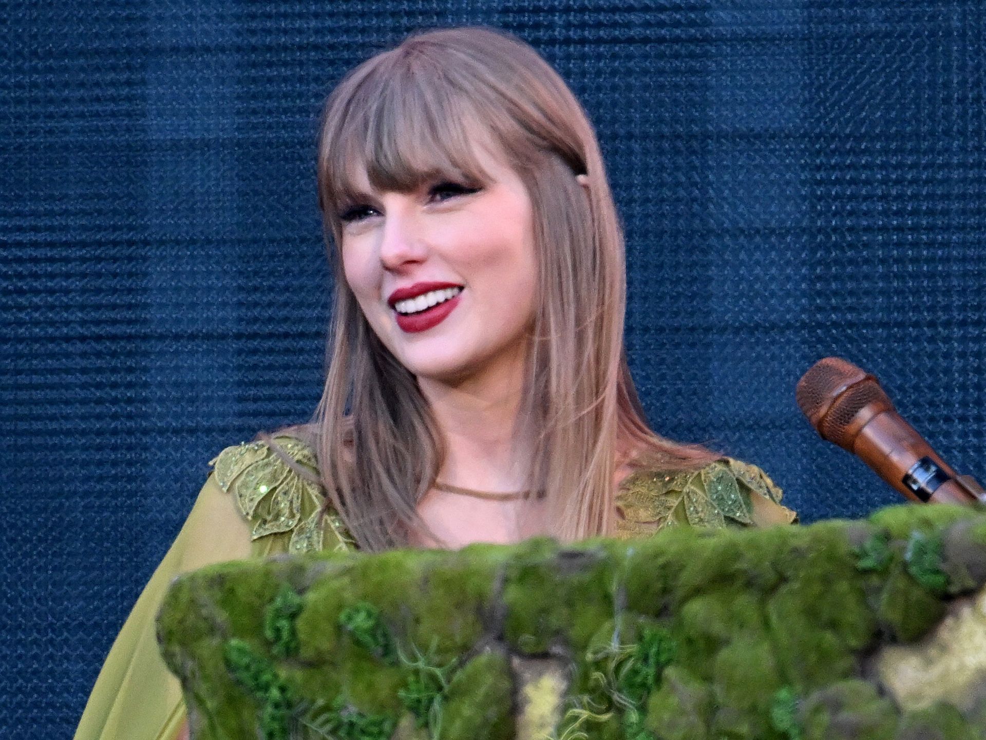 Taylor Swift performing at ERAS Tour 2025