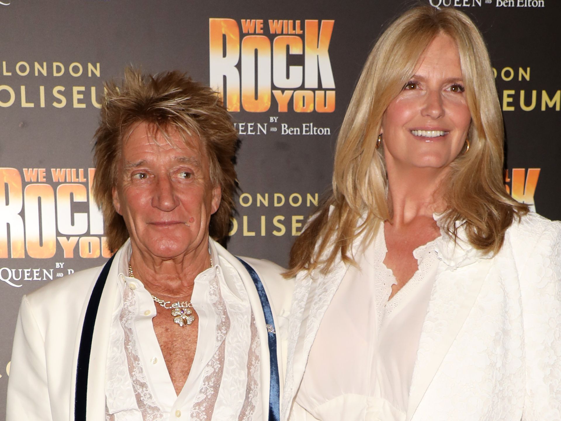 Penny Lancaster towers over husband Rod Stewart in ravishing pair of golden  trousers | HELLO!