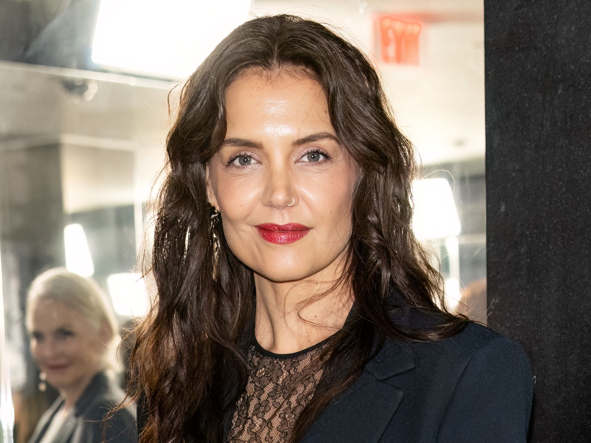 Katie Holmes Looked Incredible in a Black Dress and Sheer Tights in New  York City