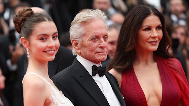 Carys Zeta Douglas, Michael Douglas and Catherine Zeta-Jones attend the "Jeanne du Barry" Screening & opening ceremony red carpet at the 76th annual Cannes film festival at Palais des Festivals on May 16, 2023 in Cannes, France.