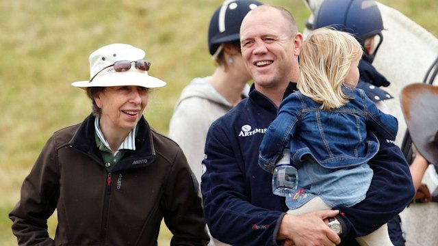 Princess Anne, The Princess Royal, Mike Tindall and daughter Mia Tindall watch Zara Phillips play in a Jockeys vs Olympians charity polo match at the Beaufort Polo Club on June 19, 2016 in Tetbury, England