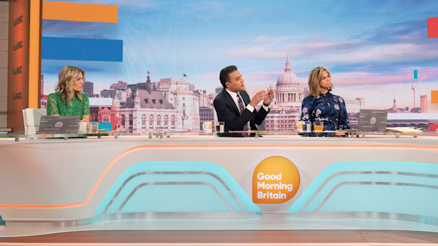 Charlotte Hawkins, Adil Ray, Kate Garraway, on 'Good Morning Britain' 