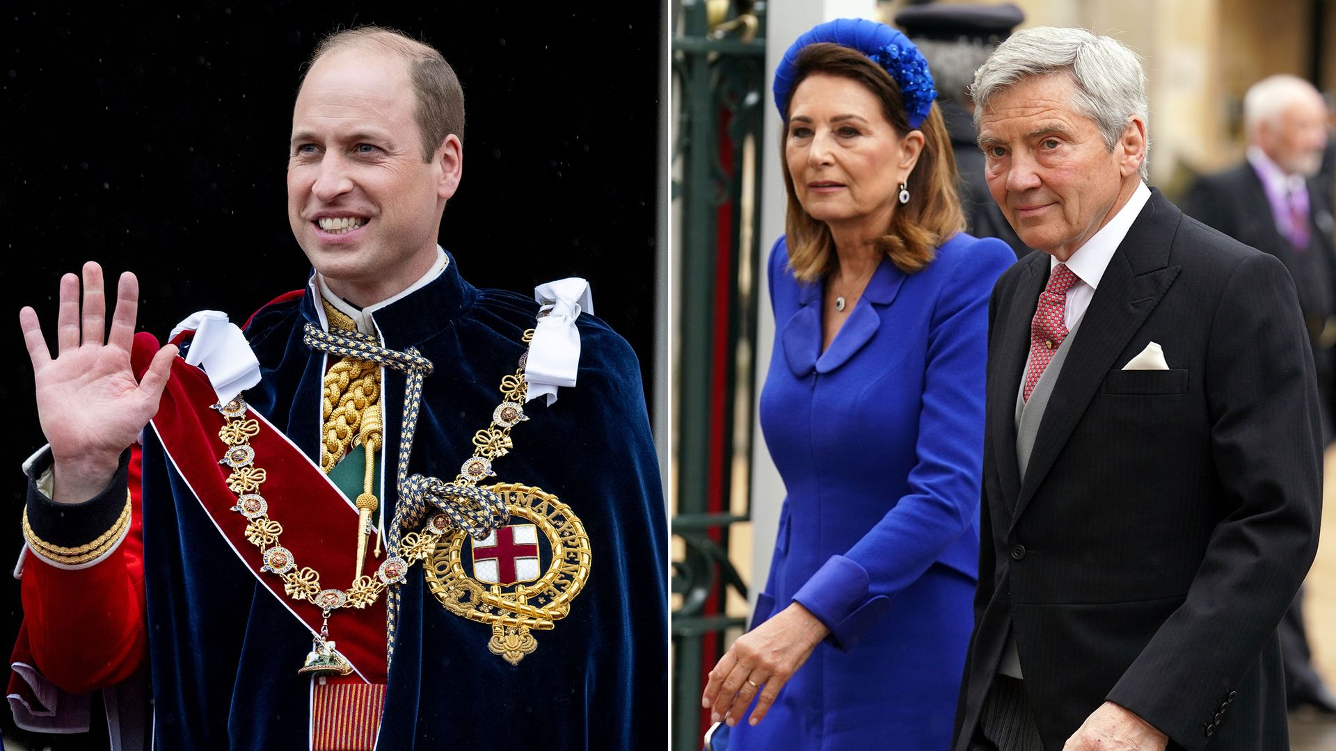 Split of Prince William and Carole and Michael Middleton at coronation