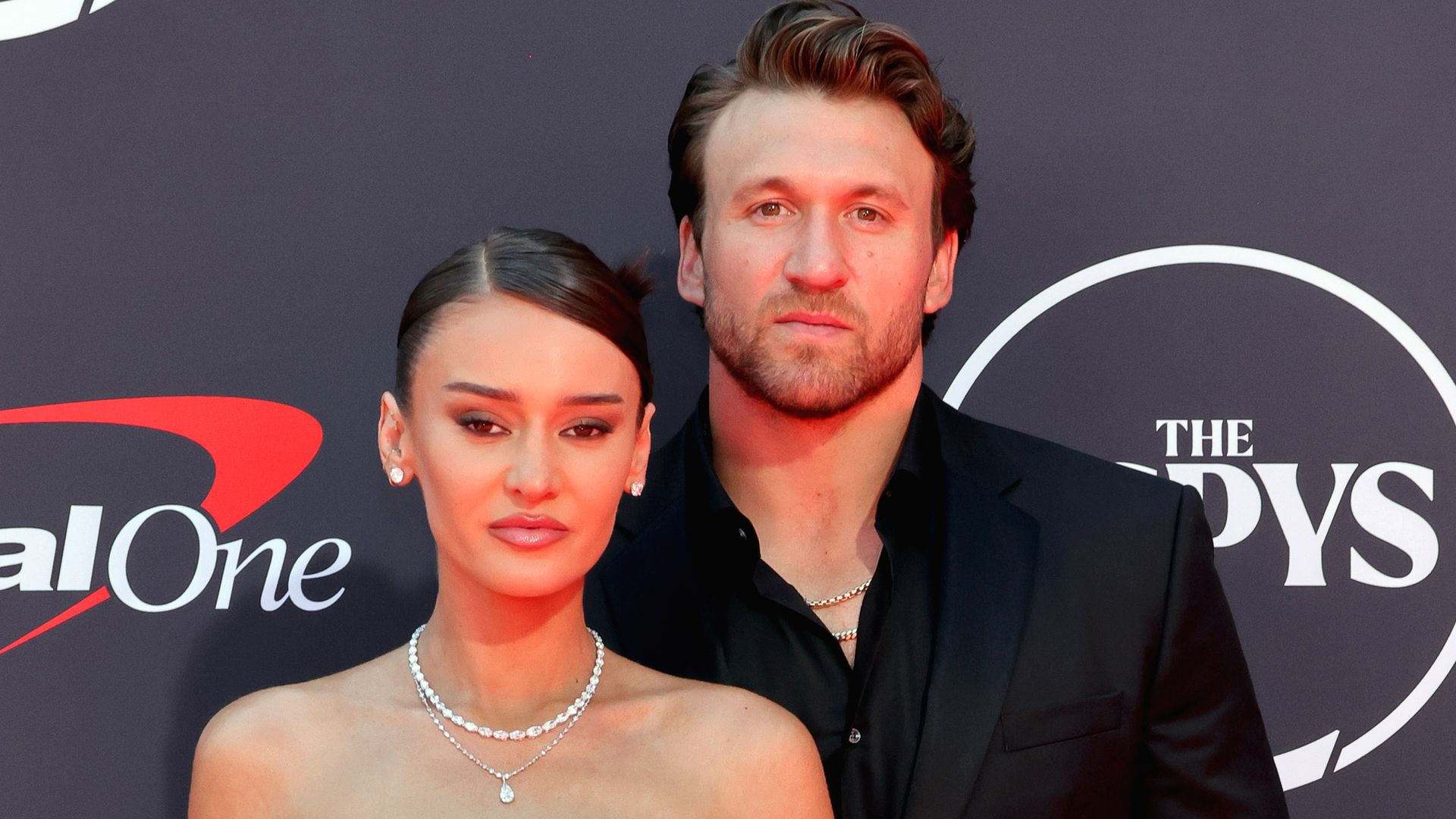 Kristin Juszczyk and Kyle Juszczyk attend the 2025 ESPY Awards at Dolby Theatre on July 16, 2025 in Hollywood, California