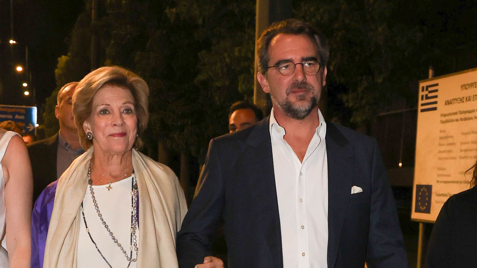 Queen Anne-Marie walking with Prince Nikolaos