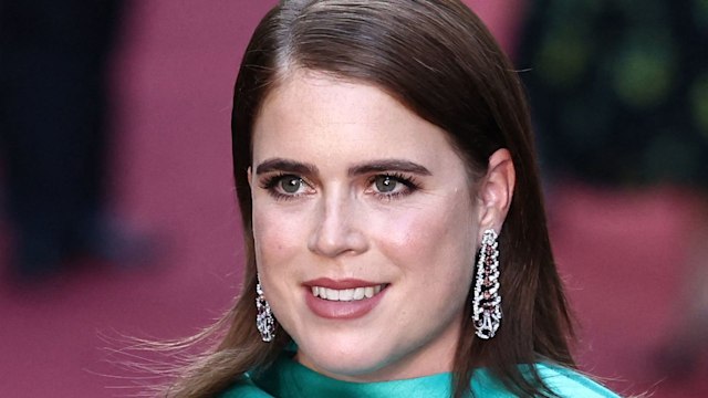 Princess Eugenie of York poses upon arrival to attend the "Vogue World: London" event at the Theatre Royal Drury Lane in central London on the eve of London Fashion Week on September 14, 2023.