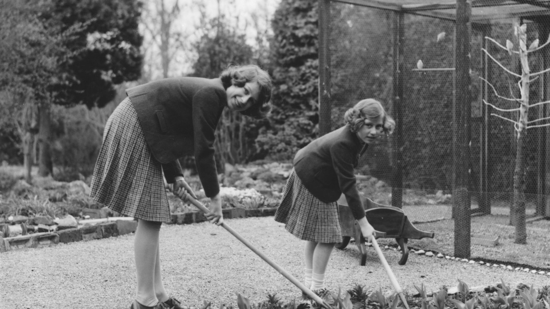 The Queen and Princess Margsret gardening