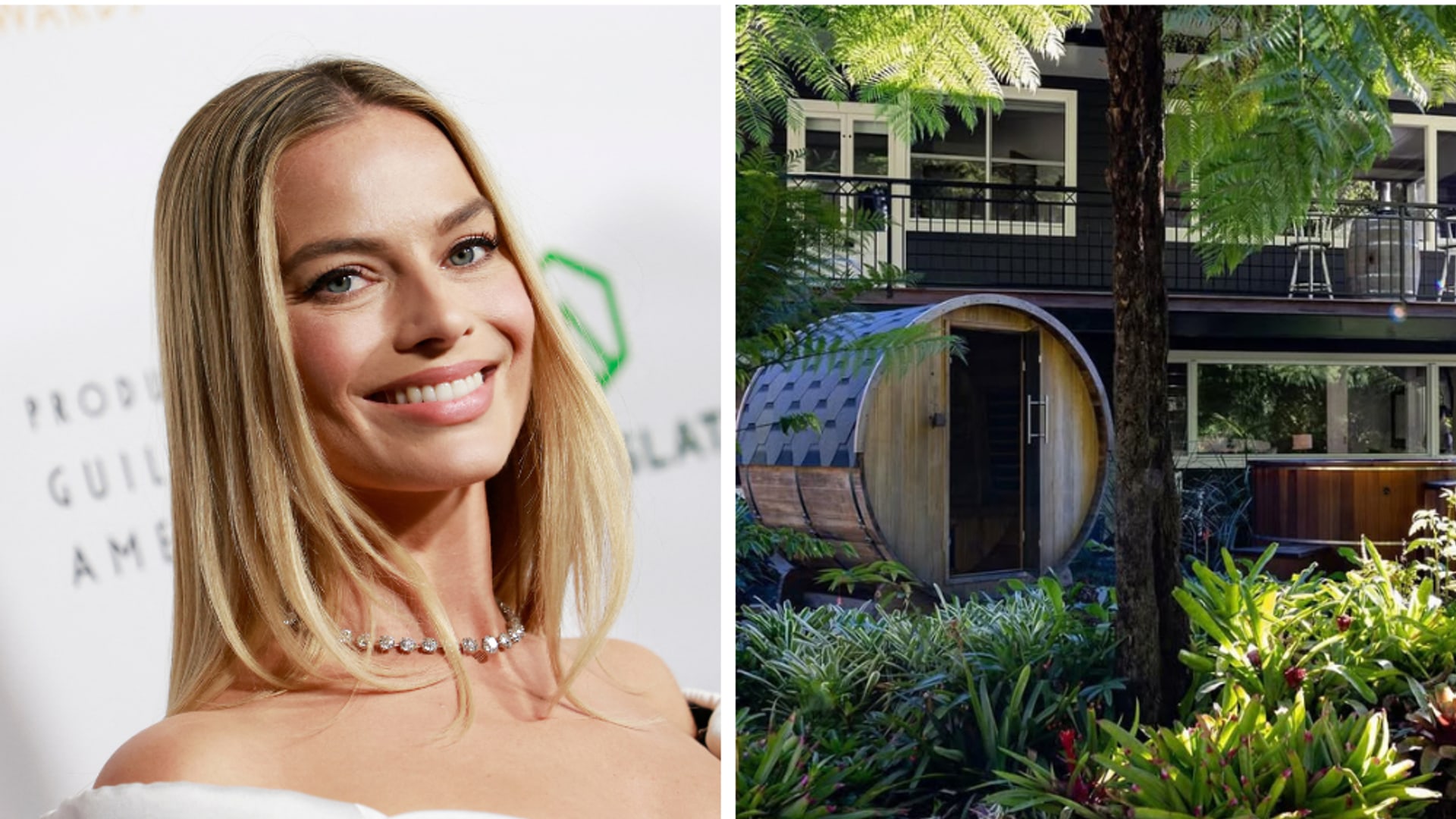 Margot Robbie split image queensland retreat