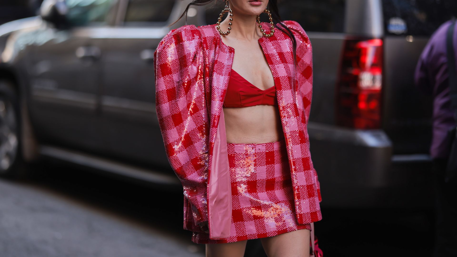 With a bold print and sequins