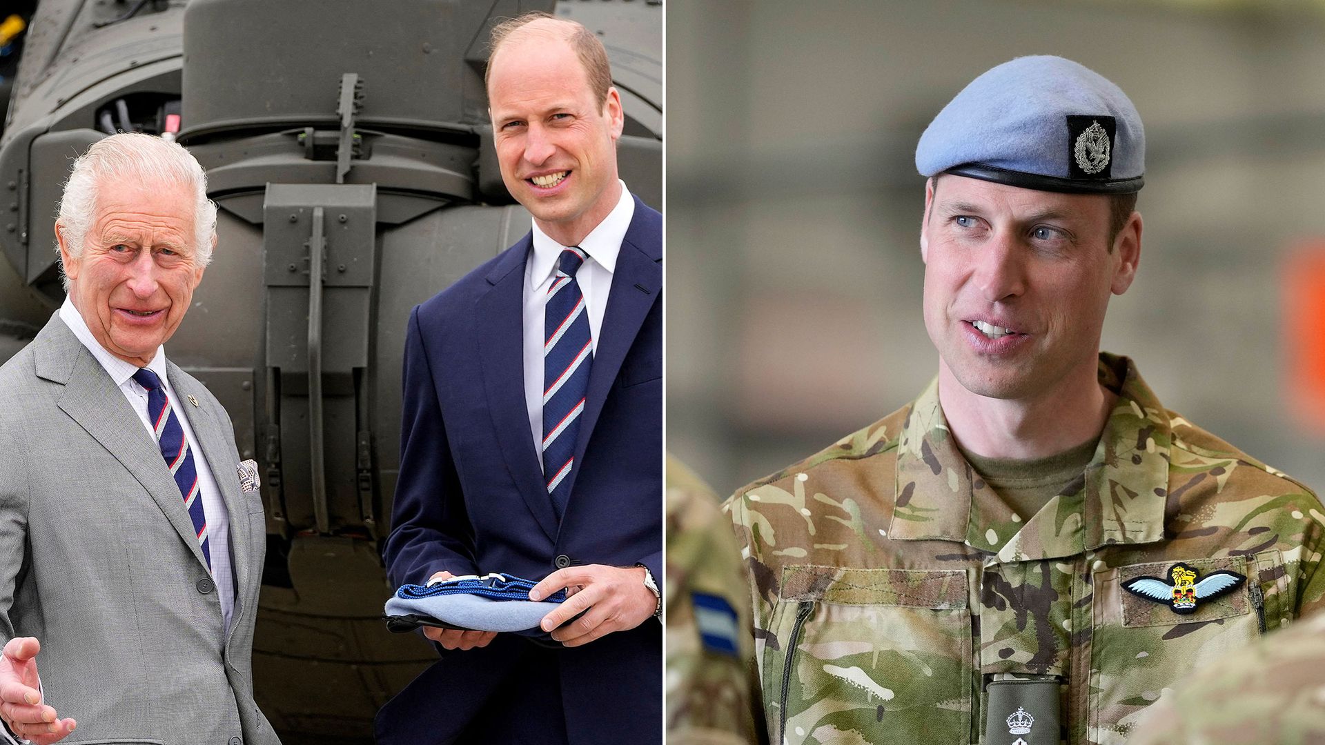 King Charles praises son Prince William as a 'very good pilot' as he hands over military role - best photos