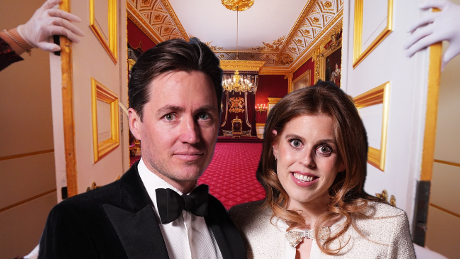 beatrice edoardo in front of doors inside st james palace