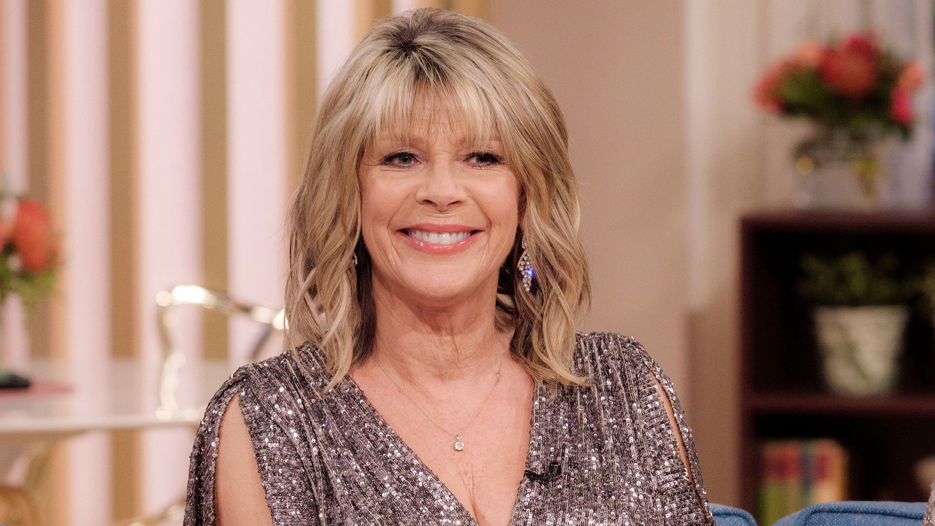 Ruth Langsford wearing a sequin jumpsuit