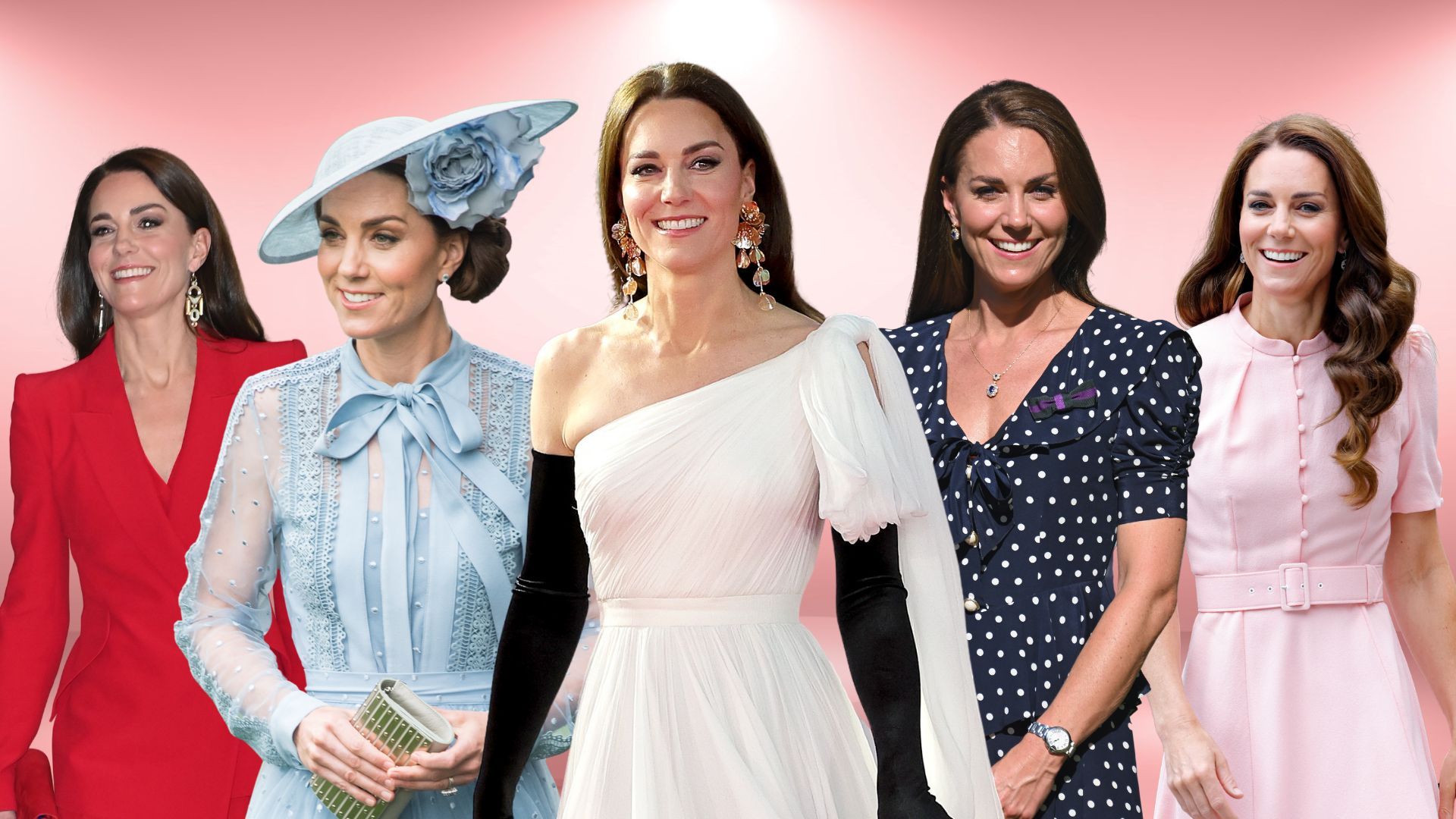 Kate Middleton wearing various outfits