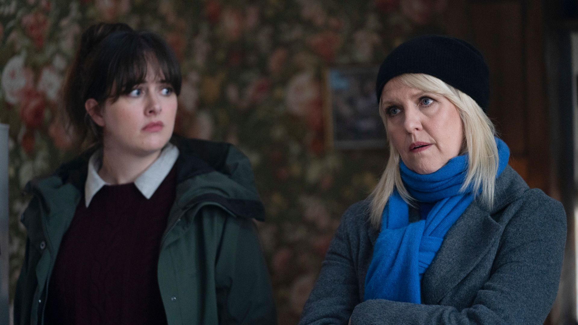 Alison O'Donnell as DI Tosh McIntosh and Ashley Jensen as Ruth Calder in Shetland