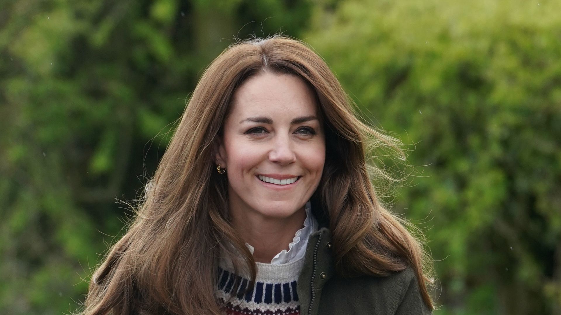 Catherine, Duchess of Cambridge during a visit to Manor Farm in Little Stainton, Durham on April 27, 2021 in Darlington, England.