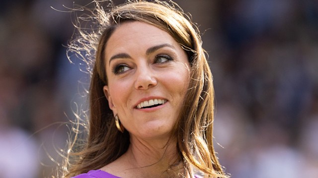 Kate Middleton at Wimbledon 2024 wearing a purple dress