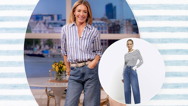 Cat Deeley barrel leg jeans