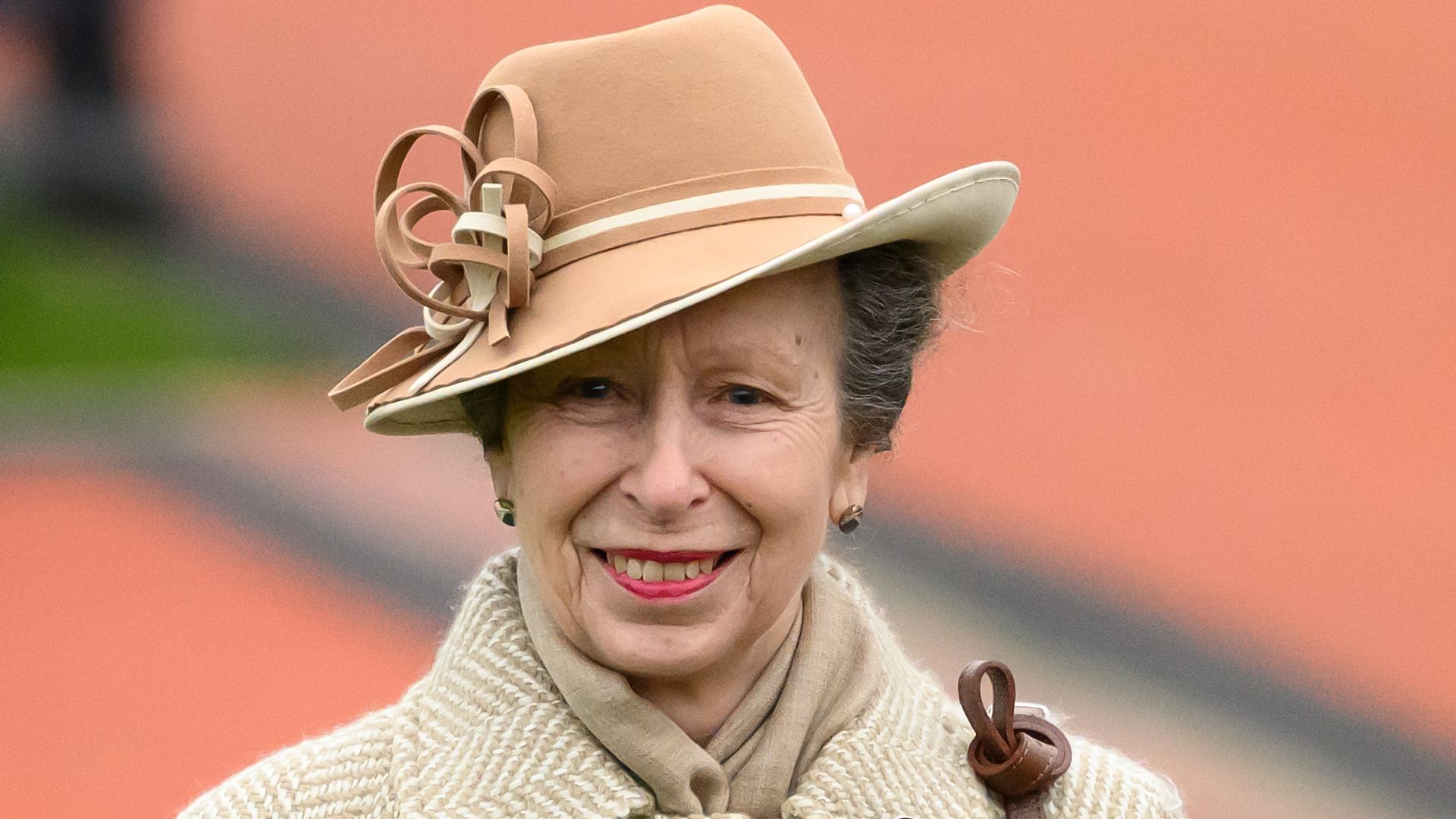 Princess Anne wearing cream tweed coat