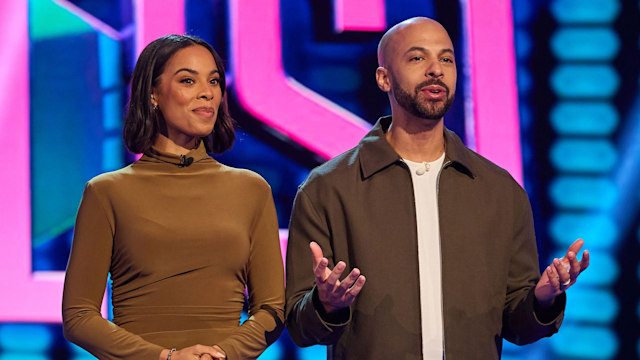 Rochelle Humes and Marvin Humes on the set of The Hit List