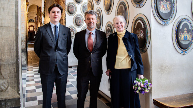 Crown Prince Christian with Queen Margrethe and King Frederik 