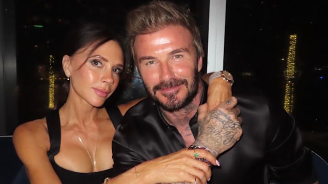 Victoria Beckham posed with David wearing the chicest black corset