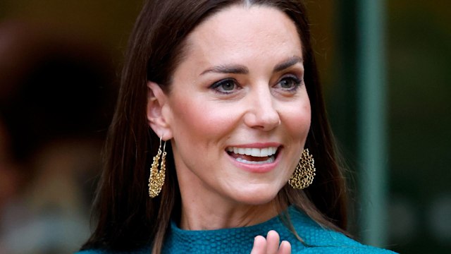 Kate Middleton, the Princess of Wales, waves as she departs after presenting The Queen Elizabeth II Award for British Design at the Design Museum on May 4, 2022 in London, England. The Duchess of Cambridge will present The Queen Elizabeth II Award to an emerging British designer at the event hosted by the British Fashion Council. The award provides continued recognition of the cultural and trade role the British fashion and design industry plays.