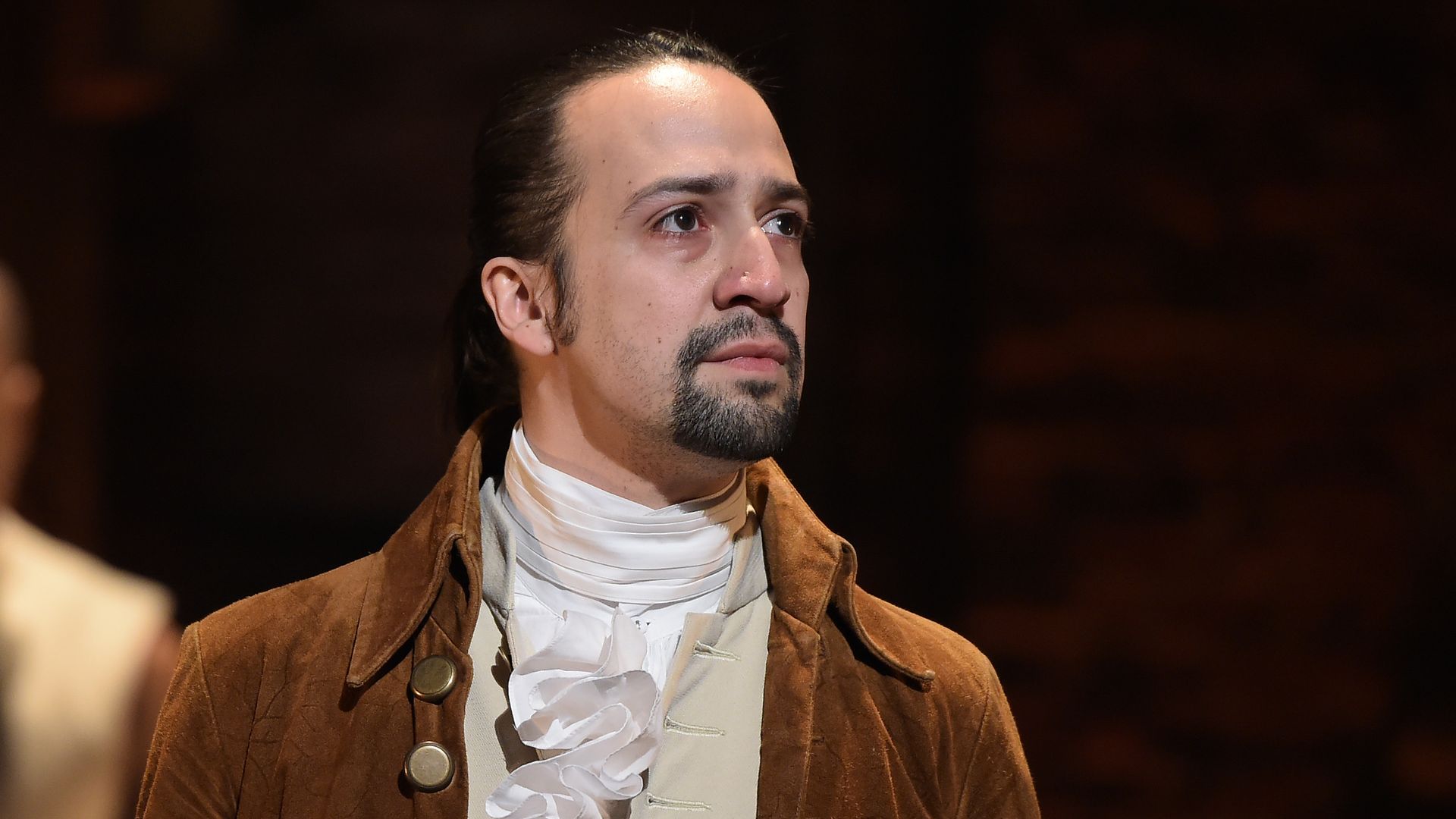 Lin-Manuel Miranda on stage during "Hamilton" GRAMMY performance