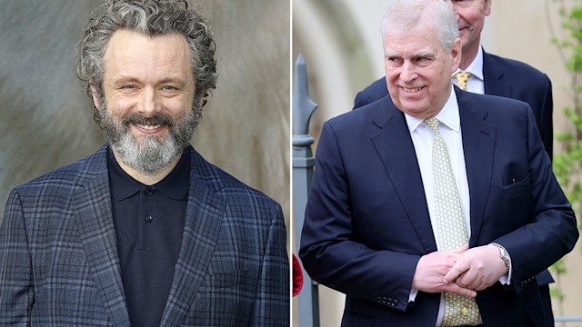 Split image of Michael Sheen and Prince Andrew