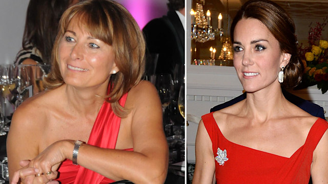 Carole and Kate Middleton in red dresses