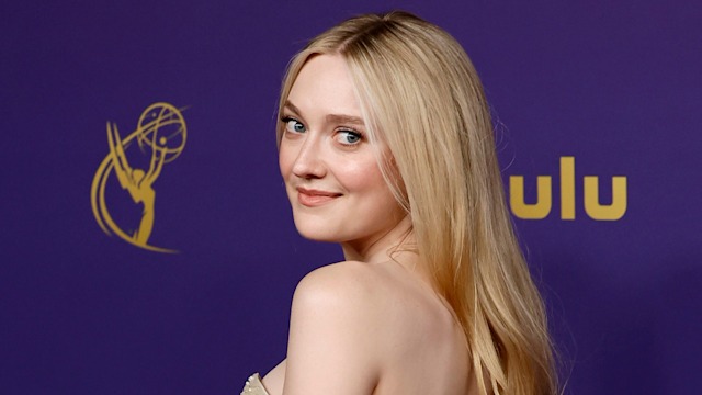 Dakota Fanning on the red carpet at the Emmy Awards 