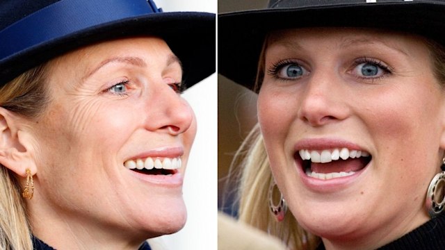 split screen of zara tindall smilling 