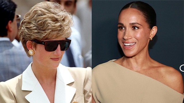 Princess Diana and Meghan Markle wearing beige