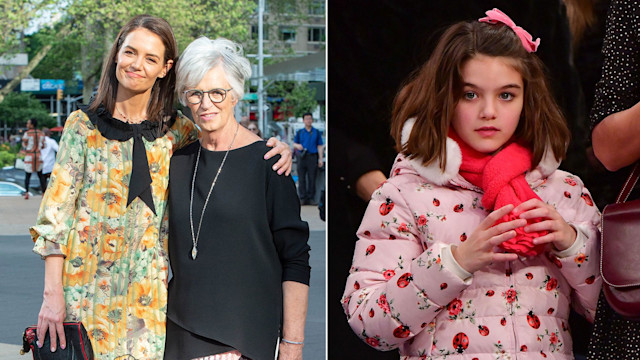 Katie Holmes with mother split image with young daughter Suri Cruise 