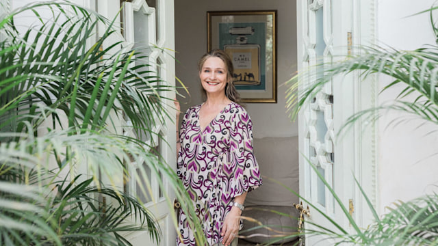 Woman wearing a patterned top in Morocoo