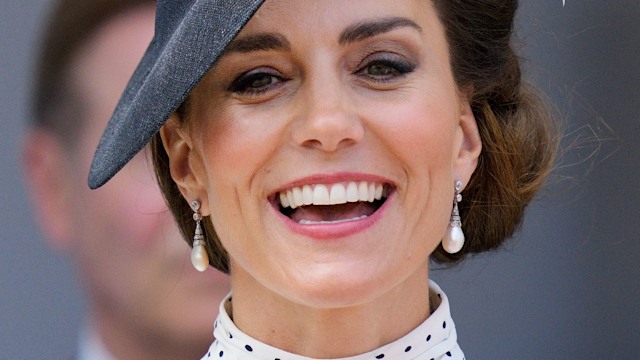 Kate Middleton, the Princess of Wales, wears polka dot dress and hat as she attends The Order of The Garter service at St George's Chapel, Windsor Castle on June 19, 2023 in Windsor, England. 