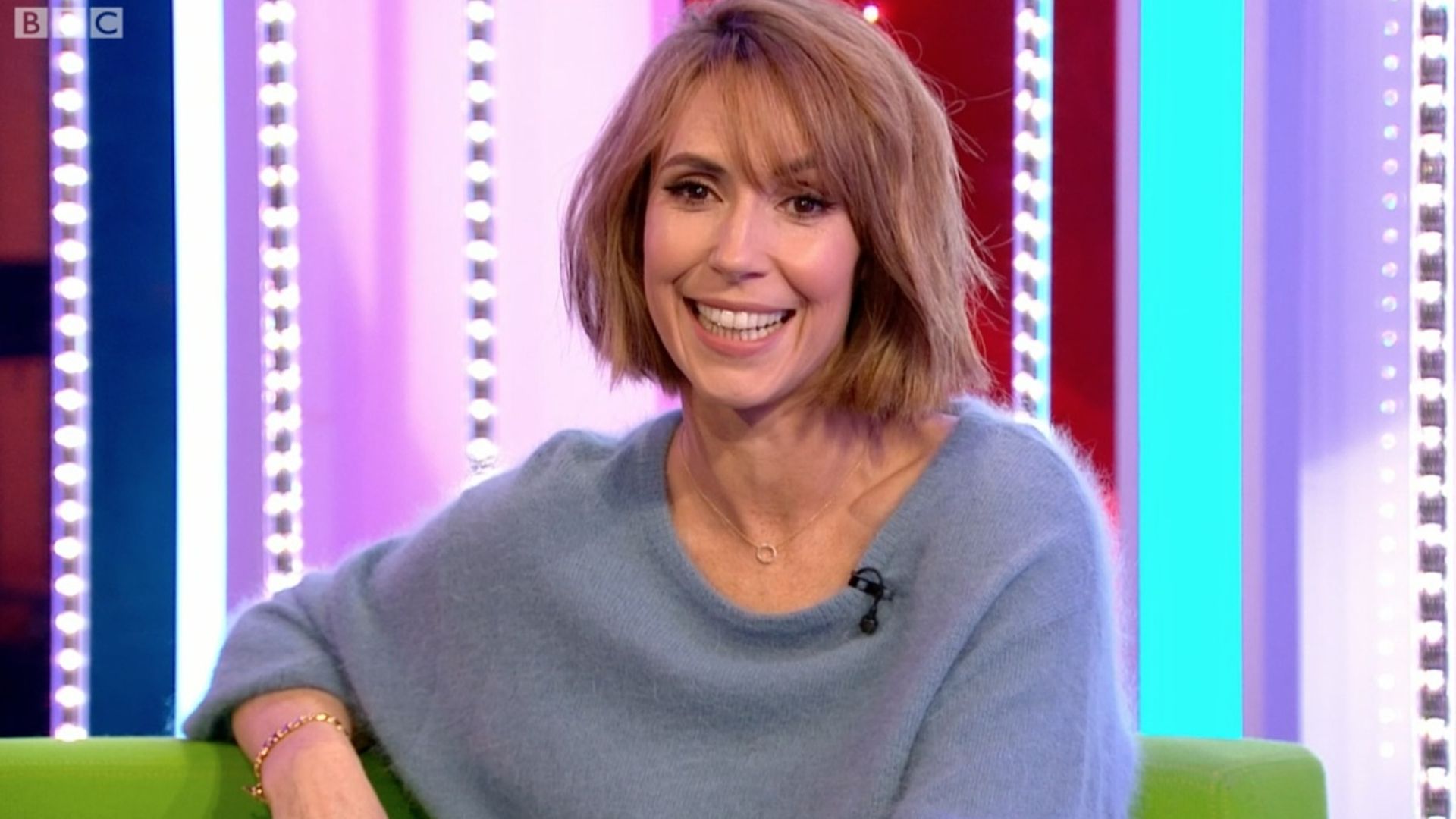 The One Show S Alex Jones Teams Her £25 Marks And Spencer Jeans With Bold Leopard Print Heels