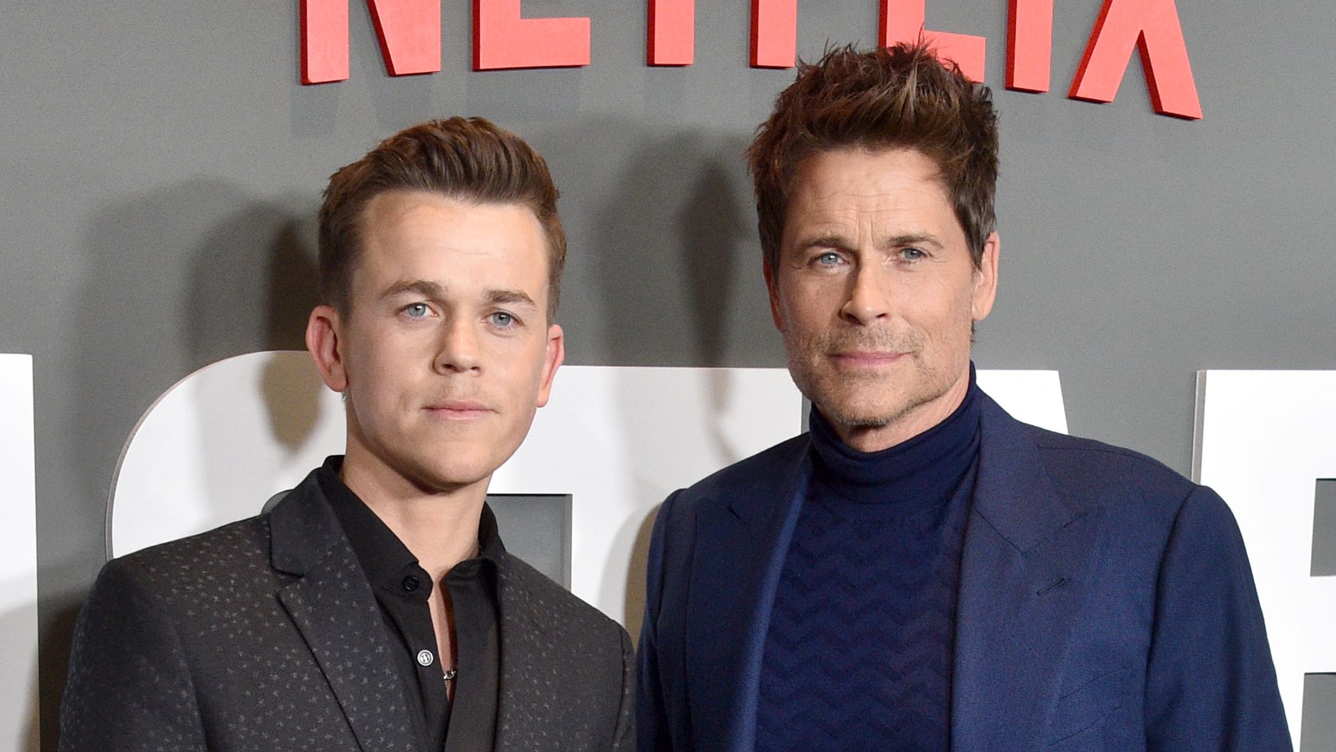 Rob Lowe and his son John Lowe at the premiere of Unstable