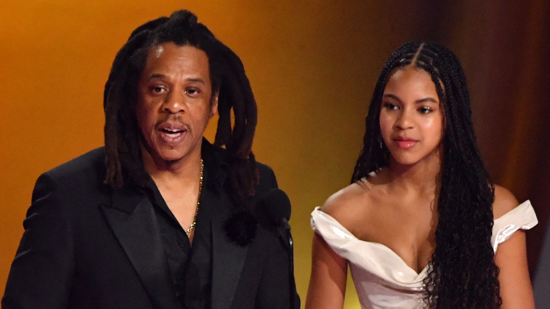 Jay-Z with Blue Ivy on stage 