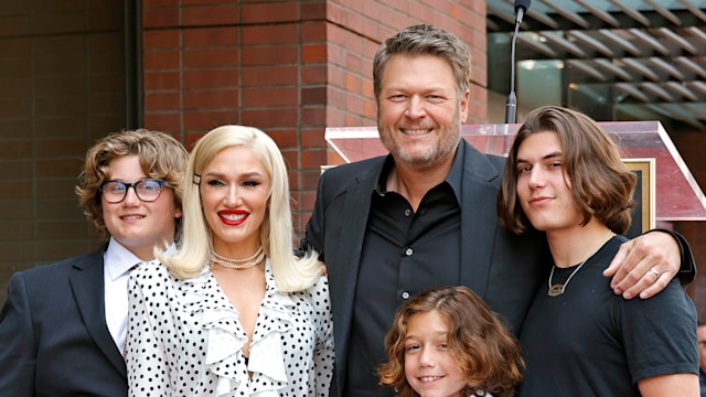 Zuma Rossdale, Gwen Stefani, Blake Shelton, Apollo Rossdale, and Kingston Rossdale attend Blake Shelton's Star Ceremony on The Hollywood Walk Of Fame on May 12, 2023 in Hollywood, California