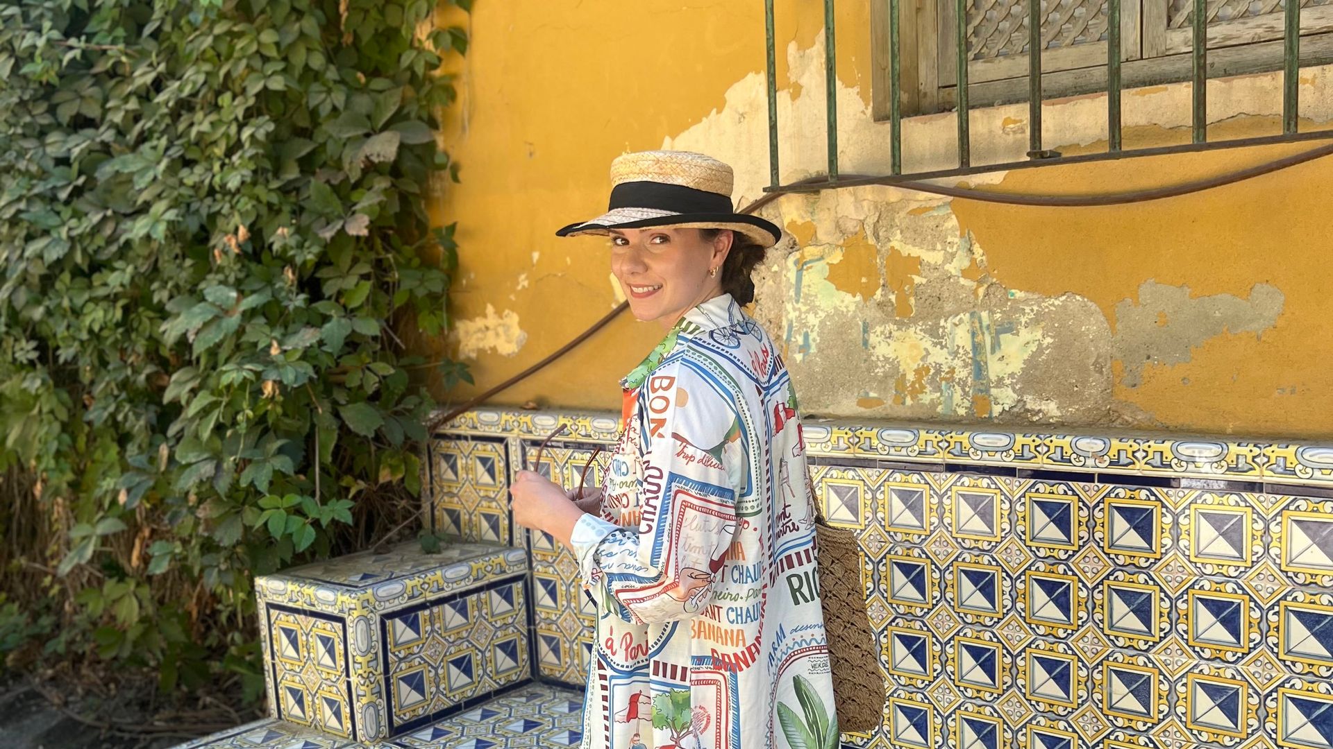 woman in gardens in spain in summer