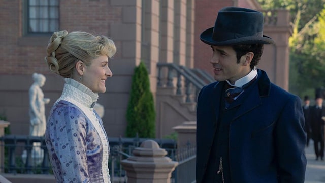 Louisa Jacobson and Harry Richardson in season two of The Gilded Age