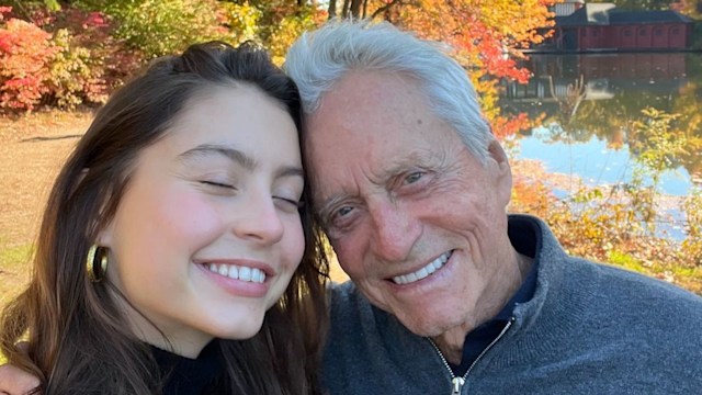 Michael Douglas and Carys Douglas pose for a selfie while at Brown University, shared on Instagram