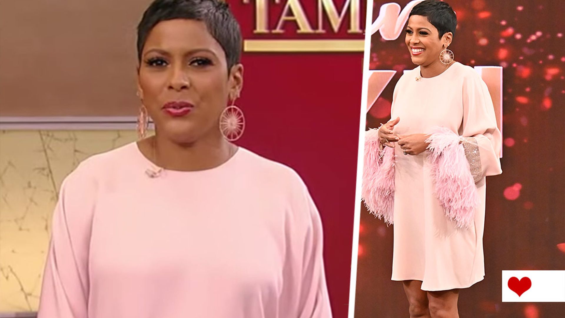 tamron hall pink feather outfit