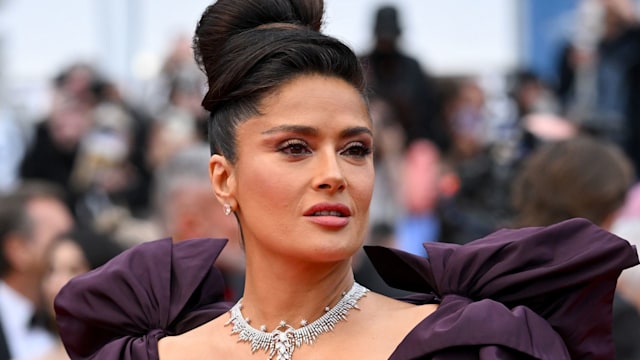 Salma Hayek attends the "Killers Of The Flower Moon" red carpet during the 76th annual Cannes film festival at Palais des Festivals on May 20, 2023 in Cannes, France