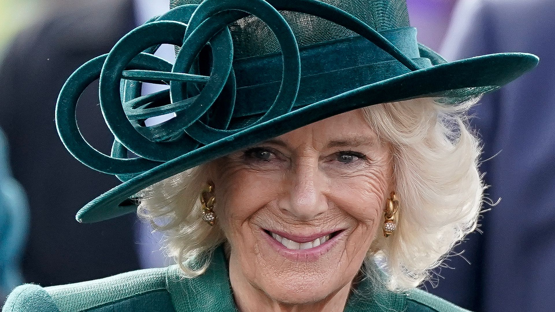 Queen Camilla smiling at Ascot 
