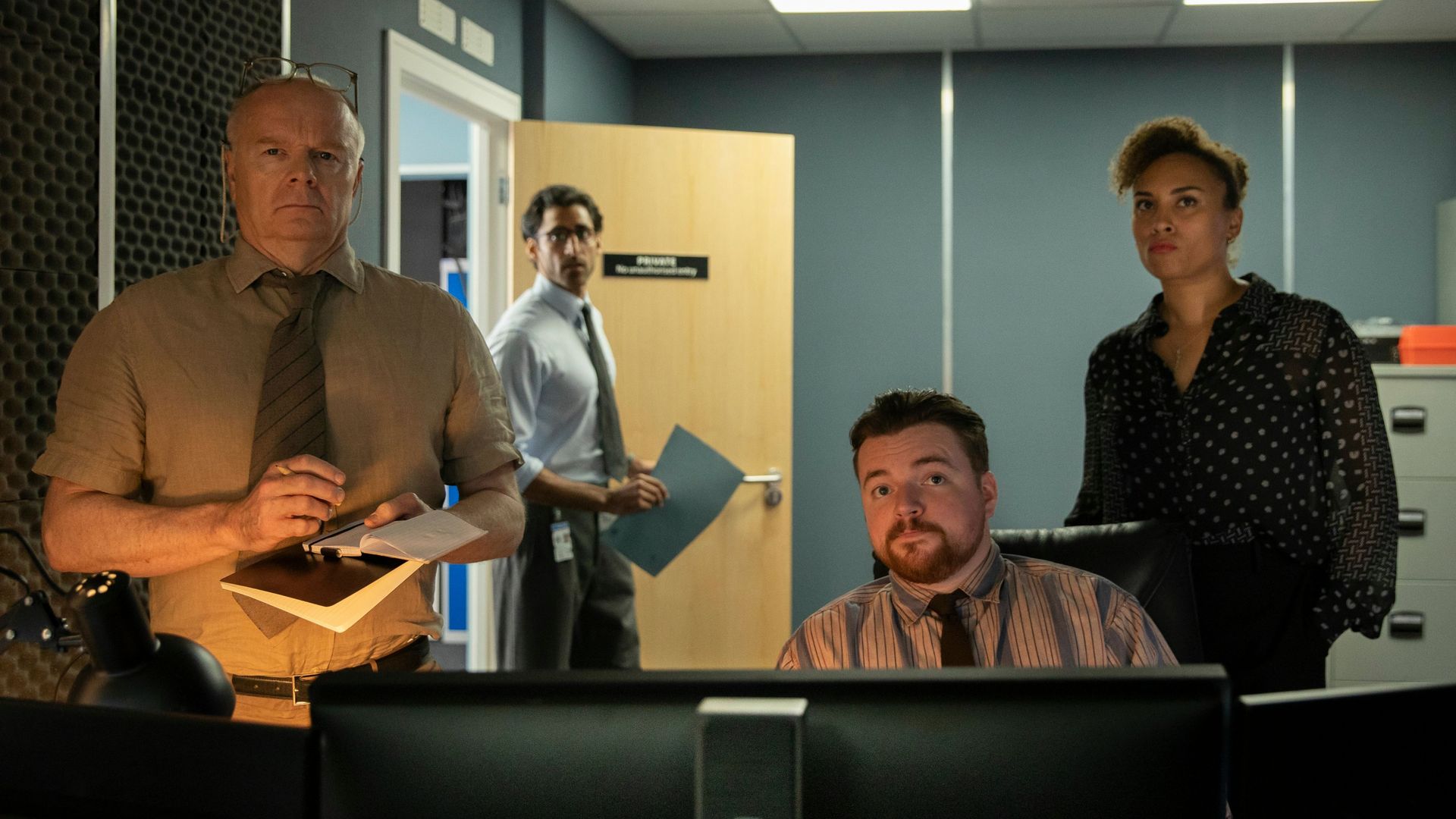 Jason Watkins as DS Dodds, Bhavik C Pankhania as DC Lee, Charlie Chambers as DC Goldie and Tala Gouveia as DCI Lauren McDonald,
'McDonald & Dodds' TV Show