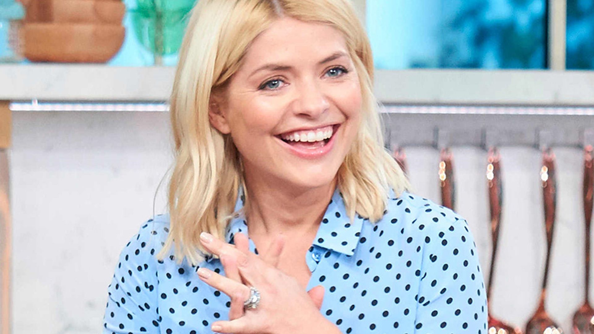 holly willoughby brown spotted dress this morning